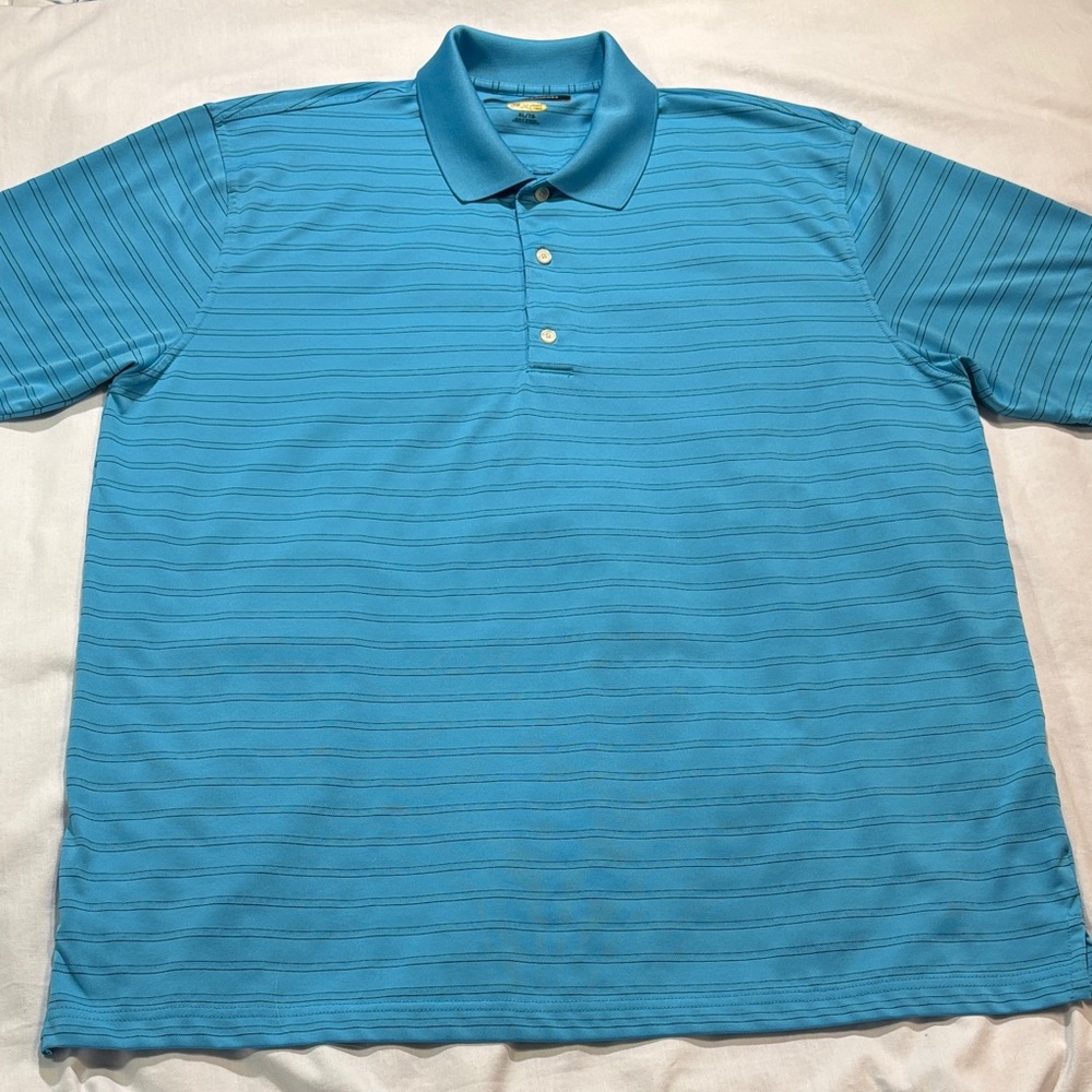 Greg Norman Play Dry Blue Striped Golf Polo Shirt Men’s XL Performance Athletic
